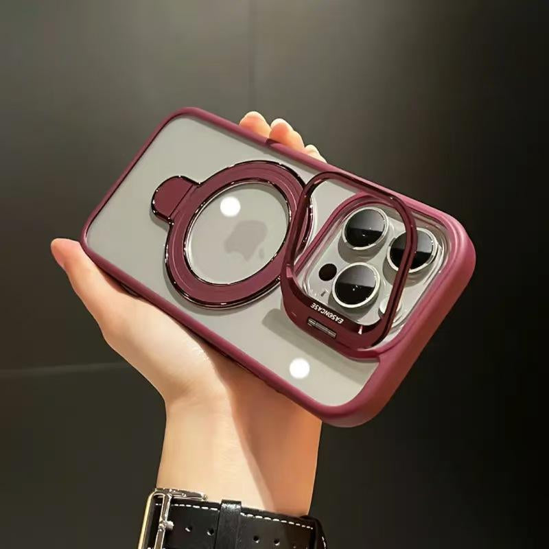 2024New Style Clear Magnetic Stand Phone Case with Camera Stand Magnetic Wireless Charging for Iphone 16/15/14/13/12Pro Max 16/15/14 plus Accessories Protector Accessories Protector Cellphone Casing Iphonecase Screen Protector Protection Accessories