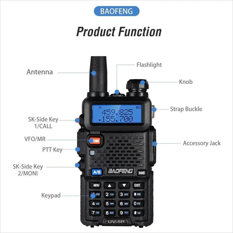 Baofeng UV-5R Dual Band Two Way Ham Radio Transceiver, Long Range Supports CHIRP Portable Handheld Walkie Talkie