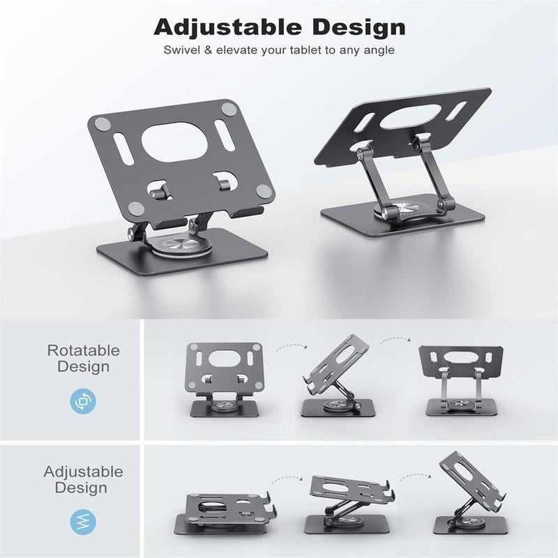 360° Adjustable & Foldable Tablet Stand, Durable Metal Heat Dissipation Desk Tablet Support Bracket, Tablet & Computer Accessories for Iphone Ipad Samsung