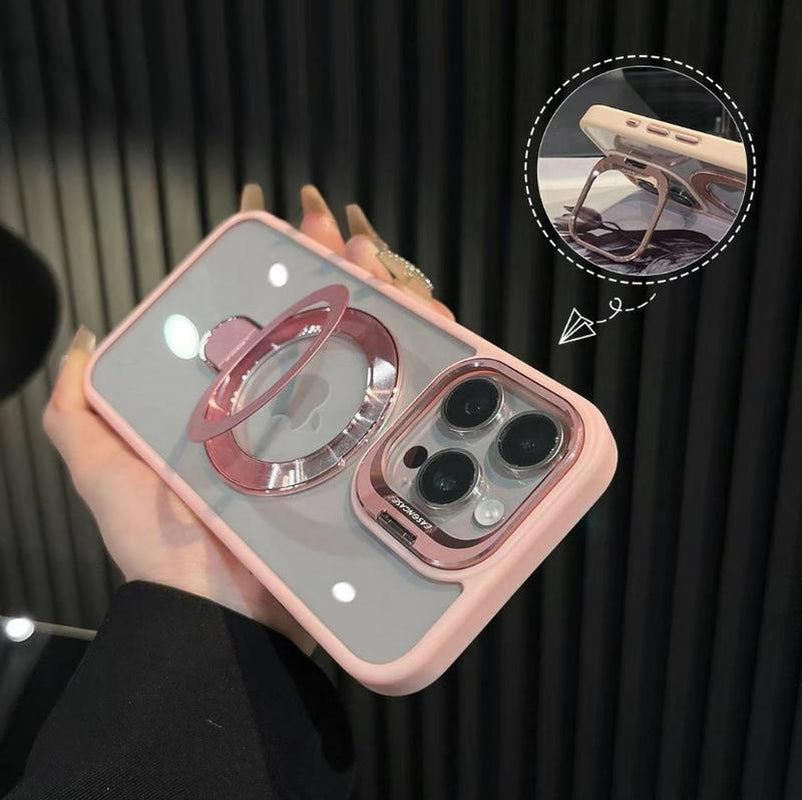 2024New Style Clear Magnetic Stand Phone Case with Camera Stand Magnetic Wireless Charging for Iphone 16/15/14/13/12Pro Max 16/15/14 plus Accessories Protector Accessories Protector Cellphone Casing Iphonecase Screen Protector Protection Accessories