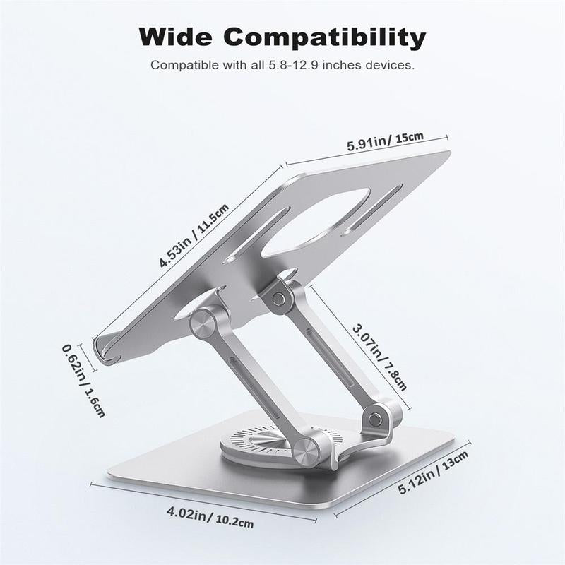 360° Adjustable & Foldable Tablet Stand, Durable Metal Heat Dissipation Desk Tablet Support Bracket, Tablet & Computer Accessories for Iphone Ipad Samsung